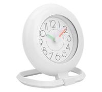 Dual Use Hanging Table Clock Fashionable Home Decoration Bathroom Kitchen World Time Display Plastic White Green 12.2x9x14.3cm (White)