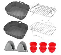 Dual Zone Accessoires pour friteuse à air chaud, Airfryer avec moule en silicone, compatible avec Ninja AF300EU 7,6 L, COSORI 8,5 L, Cookwise Devology Cecotec 9L, Balter Innsky CHEFREE 8 l friteuses