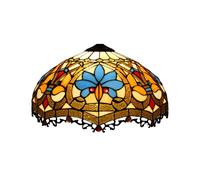 Dualbao Bleu Baroque Abat-Jour Remplacement Seulement, 16 Pouces Tiffany Style Beige Ambre Rouge Perles Vitrail Abat-Jour Accessoires pour Lampe de Table Suspensions Lampadaires Lampadaires,Amber