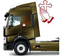 DualColorStampe Autocollants compatibles avec Scania Iveco Man Daf Volvo camions fourgonnettes crucifix Madonna décorations camion accessoires auto COD.0226(rouge)