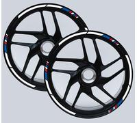 DualColorStampe Bandes adhésives Jantes Moto 17 Pouces - Set pour 2 Roues - Design Racing Rouge Blanc Bleu et Noir - Résistants à la Pluie et au Soleil - Autocollants Roues Moto Brillant - Modèle