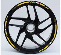 DualColorStampe Pack Adhésifs Set complet de cercles pour moto pour 2 roues de 17" strips Design sportif COD.D0062 (Jaune)