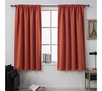DUALIFE Lot de 2 Rideaux antirouille pour Petites fenêtres de Chambre à Coucher, 114 cm de Long, Isolation Thermique, insonorisants pour Salon, Orange brûlé, 137 x 114 cm