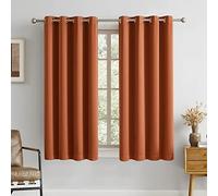 DUALIFE Lot de 2 Rideaux isolants Thermiques occultants et éco-énergétiques à œillets pour Petites fenêtres, Style Automne, 114 x 132 cm (L x l), Orange (Burnt Orange)