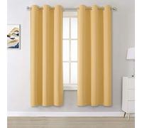 DUALIFE Lot de 2 Rideaux isolants Thermiques occultants et obscurcissants à œillets sur la Partie supérieure, Unis, pour Chambre à Coucher et Salon, 183 x 106 cm (L x l), Jaune (Desert Mist)