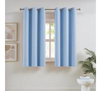 DUALIFE Lot de 2 Rideaux isolants Thermiques occultants, obscurcissants et éco-énergétiques à œillets sur la Partie supérieure, pour Chambre à Coucher, 137 x 96 cm (L x l), Bleu céruléen