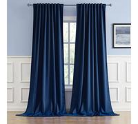 DUALIFE Lot de 2 Rideaux occultants à Isolation Thermique avec Languette arrière/Passe-Tringle pour Salon, Chambre à Coucher, Bleu Marine, 132,1 x 304,8 cm (l x L)