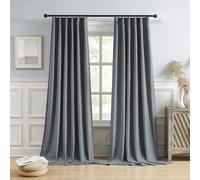 DUALIFE Lot de 2 Rideaux occultants Extra Longs plissés avec Pattes arrière avec Crochets - Isolation Thermique - 101,6 cm de Large x 304,8 cm de Long - Gris