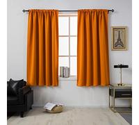 DUALIFE Lot de 2 rideaux occultants orange pour chambre à coucher - 137 cm de long avec passe-tringle - Économie d'énergie - Isolation thermique occultante et réduction du bruit pour salon (orange 106