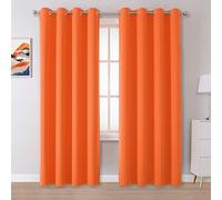 DUALIFE Rideaux isolants thermiques occultants et obscurcissants à œillets sur la partie supérieure, en tissu à triple tissage, pour chambre et salon, 132 x 243 cm, orange