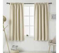 DUALIFE Rideaux occultants avec passe-tringle porte rideau pour chambre à coucher, 160 cm de long, beige crème, rideaux occultants avec passe-tringle porte rideau pour salon, 137 x 160 cm de long