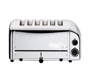 Dualit - Grille-pain Dualit Vario 6 tranches 3 kW 60144, inox - Faites griller 2, 4 ou 6 tranches avec sélecteur de fentes ; 220(H) x 460(l) x 210(P) mm, tiroir à miettes, patins en caoutchouc, E972