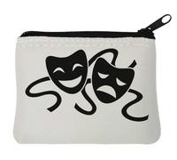 Duality of Man Porte-monnaie en néoprène Motif masques de théâtre Blanc 10 x 11 cm