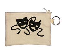 Duality of Man Porte-monnaie Motif masques de théâtre Beige