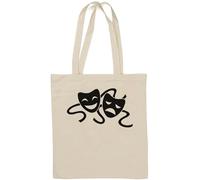 Duality of Man Theater Masks Sac fourre-tout en coton naturel Blanc