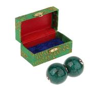 Dualoai 2 Pièces Boules de Massage Main Boules d'exercice Chinoises Détente Doigts Mobilité Matériau Lisse pour Personnes Âgées Relaxation à La Maison, Vert bavard