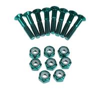 Dualoai 8 Pièces Vis pour Planche à roulettes Ensemble de Boulons de Montage Plat en Acier Carbone avec Écrous Adaptés Au Remplacement Fixation Accessoire Ska, Vert, 1 Pouce
