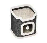 Dualoai Abri à Griffer Carré pour Félin, Sofa Confortable pour Chaton, Couchage Douillet pour Minou, 1 Niveau