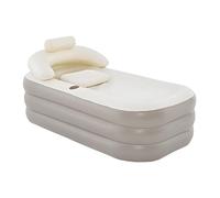 Dualoai Baignoire Gonflable Pliable avec Appui-tête Coussin Dossier Support Bain Relaxation Spa En PVC Imperméable Facile à Déplier et Convient Maison, Brun