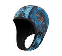 Dualoai Bonnet de Plongée Néoprène Capuche de Plongée Cagoule de Natation Couvre-tête Élastique avec Sangle Menton en Néoprène pour Sport Aquatique Convient P, Bleu foncé