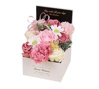 Dualoai Bouquet de Fleurs En Savon Artificiel Carnation Rose Pétales Arrangement Décoratif Parfumé Fonction Cadeau Convient à Fête Des Mères Anniversaire, ROSE