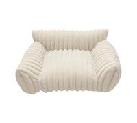 Dualoai Canapé pour Chat Divan pour Animaux Lit Confortable Panier pour Chiot avec Base Antidérapante et Accoudoirs pour Un Confort Maximal Adapté pour La Mai, Blanc