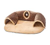 Dualoai Cat Joue Tunnel et Lit pour Chatons et Petits Animaux, Brown L