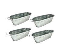 Dualoai Ensemble de 4 Jardinières Galvanisées, Pots de Fleurs pour Jardin et Intérieur.