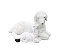 Dualoai Figurine en Résine, Sculpture de, Décoration Artisanale, Mini Modèle Animal pour Maison, Salon, Balcon, Cadeau de Pendaison de Crémaillère, mère bébé Mouton