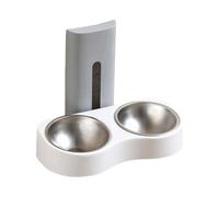 Dualoai Gamelle Double pour Animaux de Compagnie, Station d'alimentation, Bol à Boire, Bol à Eau Mural pour Chiot, Gris et Blanc