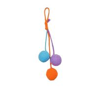 Dualoai Jouet pour Chat Balle Griffoir en Corde Jouet Interactif à Suspendre pour Développer L'Agilité des Animaux Approprié pour Le Divertissement Quotidien, Violet Bleu Orange