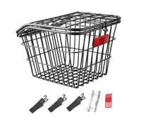 Dualoai Panier Vélo Arrière Support Renforcé pour Vélo Porte-Bagages Métal Cadre Pliable Grande Capacité Fonction Rangement Adapté Aux Enfants Cyclisme Loisir, Noir avec Couvercle