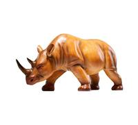 Dualoai Rhinocéros Statue Sculpture Figurine Ornement Résine Décoration Moderne Animale Unique Convient Salon Chambre Bureau, BRUN