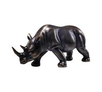 Dualoai Rhinocéros Statue Sculpture Figurine Ornement Résine Décoration Moderne Animale Unique Convient Salon Chambre Bureau, Noir