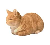 Dualoai Statue de Chat Sculpture de Chaton Endormi Figurine Animale Décoration de Jardin En Résine Réaliste et Approprié pour Maison Patio Pelouse Bur, Orange