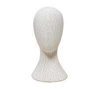 Dualoai Tête de Mannequin Présentoir Perruque Socle Porte Chapeaux Support Bandeau Présentoir Collier Modèle Accessoires Beauté Polyvalent Mousse Lin pour Sal, 36cm
