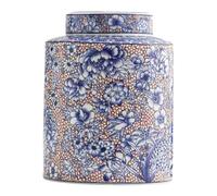 Dualoai Thé en Porcelaine avec Couvercle, Boîte de Rangement Traditionnelle Orientale pour Bureau et Cuisine, Récipient à Thé pour Décoration de Buffet de Bur, 12 cm x 15.3 cm