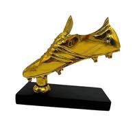 Dualoai Trophée Soulier d'or Sculpture Chaussure Résine Collection Football Décoration Unique Convient Aux Cadeaux Bureau Salon Chambre, Socle Noir