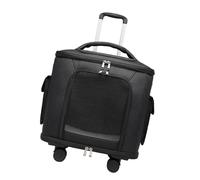 Dualoai Valise à roulettes pour Chat Chariot de pour Chiot Sac à Main Boîte Portable en Tissu Respirant avec Poignée Réglable Adapté pour Les Visites, Noir