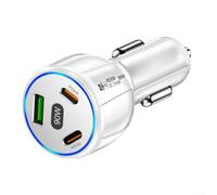 DualUSBC Chargeur de voiture 90 WPDQC3.0 Adaptateur de charge rapide pour iPhone Samsung 12 V-32 V Alimentation du véhicule avec puce intelligente Protection de sécurité Noir (blanc)