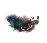 DUANGYMM Broche en Plumes, Broche en Strass Forme de Paon, Accessoire Exquis, légère et Luxueuse, idéale for Un Corsage ou Une soirée