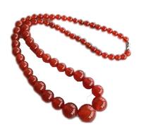 DUANGYMM Collier, Collier de Jade, Collier Feng Shui en Jade Rouge avec Pendentif en véritable Agate de Yoga et chaîne pagode, Perles Rondes.