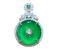 DUANGYMM Collier, Collier de Jade, Collier Feng Shui en Jade Vert avec Pendentif for Femme, véritable calcédoine de Yoga, Boucle de Paix, Argent S925