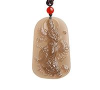 DUANGYMM Collier, Collier de Jade, Collier Pendentif Bodhisattva en Obsidienne de Glace Naturelle Feng Shui