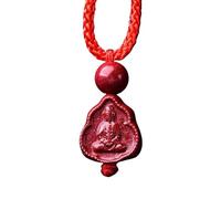 DUANGYMM Collier, Collier de Jade, Collier Pendentif en cinabre Violet, Bouddha Guanyin, Sac d'argent, calebasse, Cadenas d'harmonie(Guanyin)