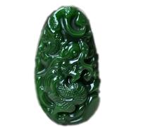 DUANGYMM Collier, Collier de Jade, Collier Pendentif en Jade Vert foncé Feng Shui for Femme, Style Dragon en Jade Hetian, Symbole de Bon augure et de Mode.