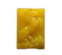DUANGYMM Collier, Collier de Jade, Collier Pendentif Feng Shui en Jade Jaune for Femme, véritable Plaque de Jade représentant Le Cheval du Zodiaque du Yoga, Symbole de Bonne augure et de Mode.