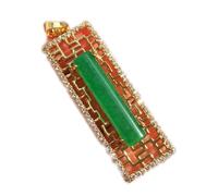 DUANGYMM Collier, Collier de Jade, Collier Pendentif Feng Shui en Jade Vert for Femme, Authentique, Symbole carré de Yoga, plaqué Or S925, en Argent S925.