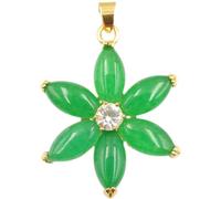 DUANGYMM Collier, Collier de Jade, Collier Pendentif Feng Shui en Jade Vert for Femme, véritable jadéite de Yoga, Fleur Flocon de Neige à Six pétales, plaqué Argent S925 et Or.