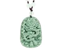DUANGYMM Collier, Collier de Jade, Collier Pendentif Feng Shui en Jade Vert, véritable Plaque de Dragon en jadéite, Symbole de Yoga, for Femme.
